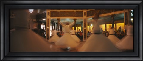Framed Dervishes dancing at a ceremony, Istanbul, Turkey Print
