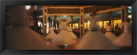 Framed Dervishes dancing at a ceremony, Istanbul, Turkey Print