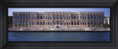 Framed Facade of a palace at the waterfront, Ciragan Palace Hotel Kempinski, Bosphorus, Istanbul, Turkey Print