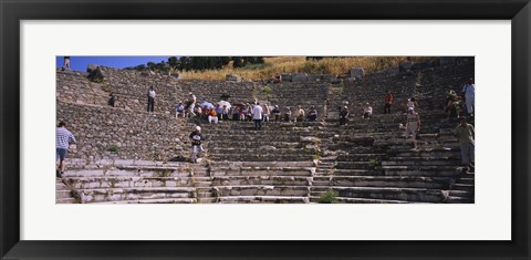 Framed Tourists at old ruins of an amphitheater, Odeon, Ephesus, Turkey Print