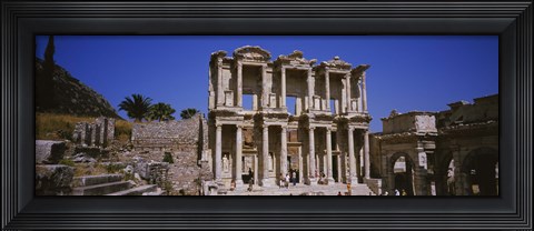 Framed Tourists in front of the old ruins of a library, Library At Epheses, Ephesus, Turkey Print