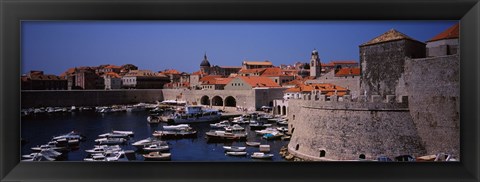 Framed High angle view of boats at a port, Old port, Dubrovnik, Croatia Print