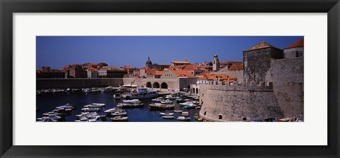 Framed High angle view of boats at a port, Old port, Dubrovnik, Croatia Print