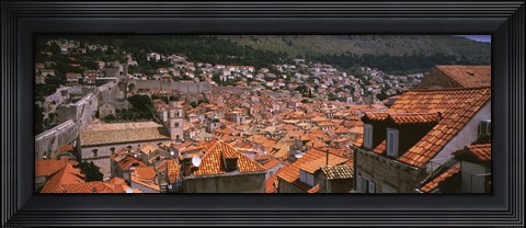 Framed High angle view of a city as seen from Southwest side of city wall, Dubrovnik, Croatia Print