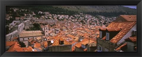 Framed High angle view of a city as seen from Southwest side of city wall, Dubrovnik, Croatia Print