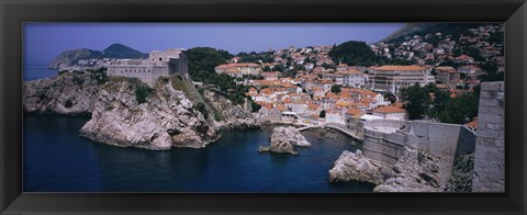 Framed Town at the waterfront, Lovrijenac Fortress, Bokar Fortress, Dubrovnik, Croatia Print