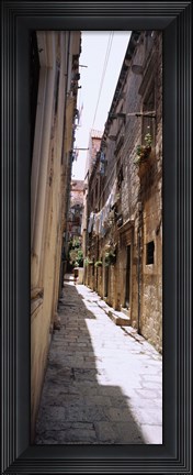 Framed Buildings along an alley in old city, Dubrovnik, Croatia Print