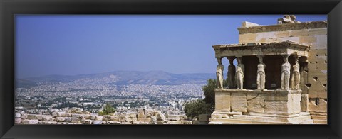 Framed City viewed from a temple, Erechtheion, Acropolis, Athens, Greece Print