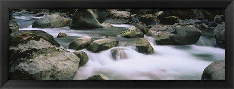 Framed River flowing through rocks, Skokomish River, Olympic National Park, Washington State, USA Print