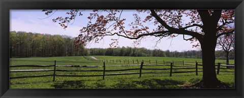 Framed Wooden fence in a farm, Knox Farm State Park, East Aurora, New York State, USA Print