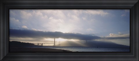 Framed Silhouette of a bridge, Golden Gate Bridge, San Francisco, California, USA Print