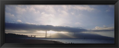 Framed Silhouette of a bridge, Golden Gate Bridge, San Francisco, California, USA Print