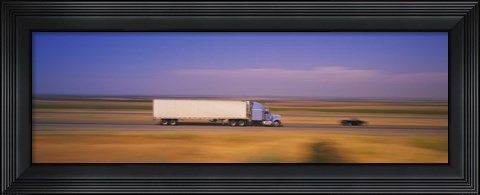 Framed Truck and a car moving on a highway, Highway 5, California, USA Print