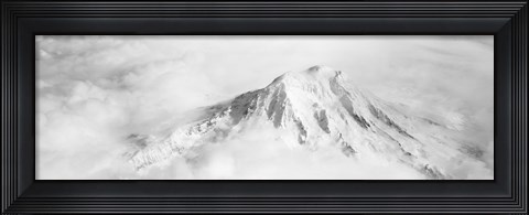 Framed Aerial view of a snowcapped mountain, Mt Rainier, Mt Rainier National Park, Washington State, USA Print