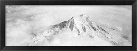 Framed Aerial view of a snowcapped mountain, Mt Rainier, Mt Rainier National Park, Washington State, USA Print