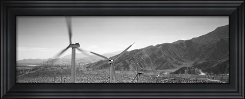 Framed Wind turbines on a landscape Print