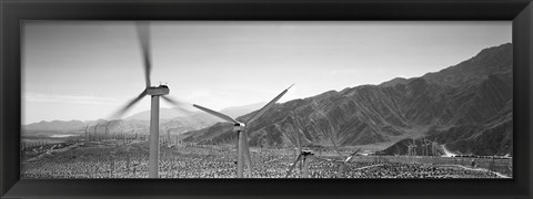 Framed Wind turbines on a landscape Print