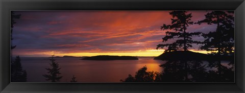 Framed Clouds over the sea at dusk, Rosario Strait, San Juan Islands, Fidalgo Island, Skagit County, Washington State, USA Print