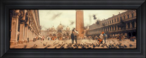 Framed Flock of pigeons flying, St. Mark&#39;s Square, Venice, Italy Print
