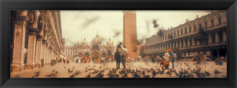 Framed Flock of pigeons flying, St. Mark&#39;s Square, Venice, Italy Print