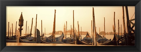 Framed Gondolas moored at a harbor, San Marco Giardinetti, Venice, Italy Print