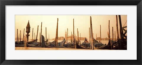 Framed Gondolas moored at a harbor, San Marco Giardinetti, Venice, Italy Print