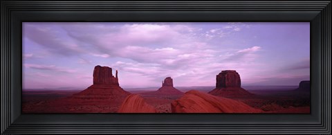 Framed Buttes at sunset, The Mittens, Merrick Butte, Monument Valley, Arizona, USA Print