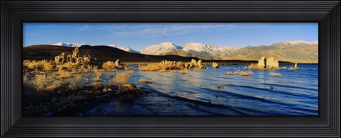 Framed Lake with mountains in the background, Mono Lake, Eastern Sierra, Californian Sierra Nevada, California, USA Print