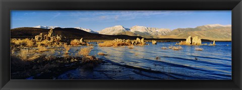 Framed Lake with mountains in the background, Mono Lake, Eastern Sierra, Californian Sierra Nevada, California, USA Print