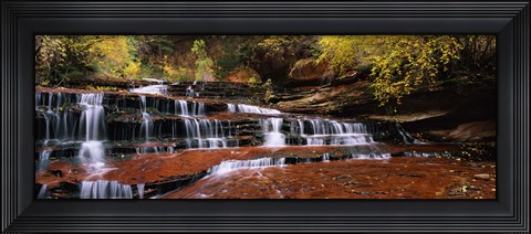 Framed Waterfall in a forest, North Creek, Zion National Park, Utah, USA Print