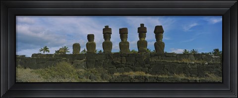 Framed Moai statues in a row, Rano Raraku, Easter Island, Chile Print