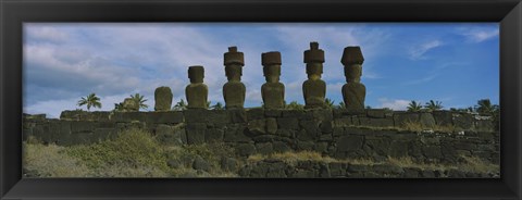 Framed Moai statues in a row, Rano Raraku, Easter Island, Chile Print
