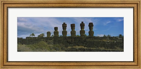 Framed Moai statues in a row, Rano Raraku, Easter Island, Chile Print