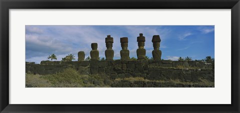 Framed Moai statues in a row, Rano Raraku, Easter Island, Chile Print