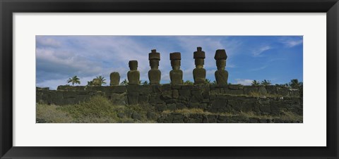 Framed Moai statues in a row, Rano Raraku, Easter Island, Chile Print