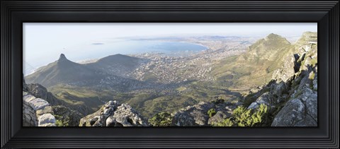 Framed High angle view of a coastline, Table Mountain, Cape town, South Africa Print