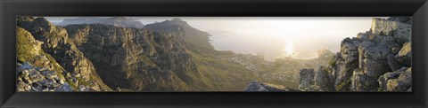 Framed High angle view of a coastline, Camps Bay, Table Mountain, Cape Town, South Africa Print