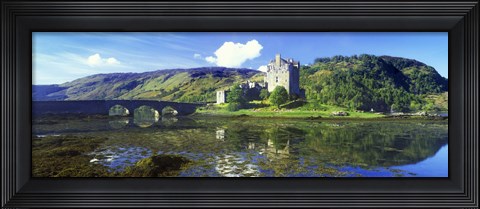 Framed Reflection of a castle and a mountain in water, Eilean Donan Castle, Loch Duich, Scotland Print