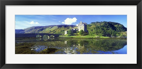 Framed Reflection of a castle and a mountain in water, Eilean Donan Castle, Loch Duich, Scotland Print