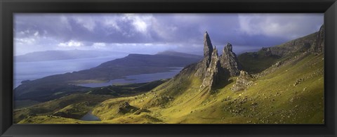 Framed Rock formations on hill, Old Man of Storr, Isle of Skye, Scotland Print