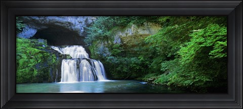 Framed Waterfall in a forest, Lison River, Jura, France Print