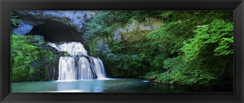 Framed Waterfall in a forest, Lison River, Jura, France Print