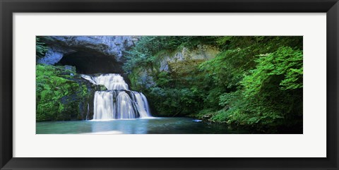 Framed Waterfall in a forest, Lison River, Jura, France Print
