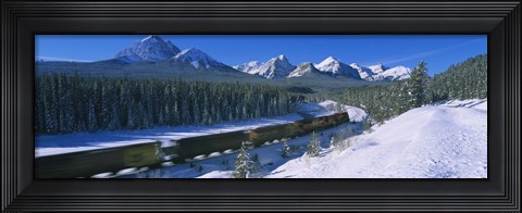 Framed Train Traveling through Banff National Park Print