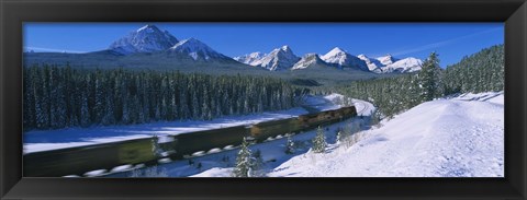 Framed Train Traveling through Banff National Park Print