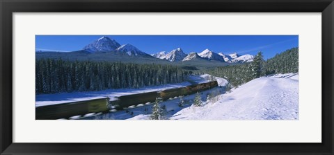 Framed Train Traveling through Banff National Park Print