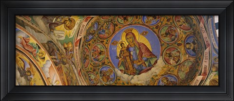 Framed Fresco on the ceiling of a monastery, Rila Monastery, Bulgaria Print