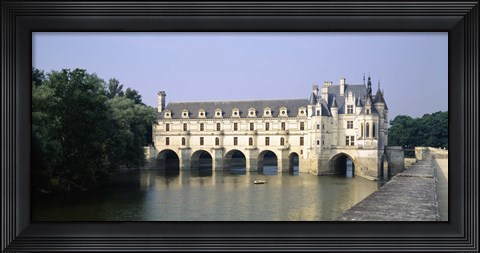 Framed Reflection of a castle in water, Chateau de Chenonceaux, Chenonceaux, Cher River, Loire Valley, France Print