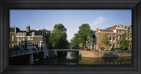 Framed Bridge across a canal, Amsterdam, Netherlands Print