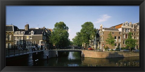 Framed Bridge across a canal, Amsterdam, Netherlands Print